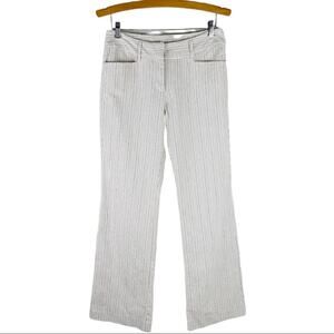 Michael Kors cream brown striped boot cut flare preppy light academia pants 8